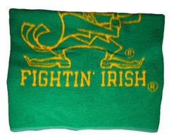 Biederlack Notre Dame Fighting Irish Fleece Throw Blanket Green Gold 57×47 USA