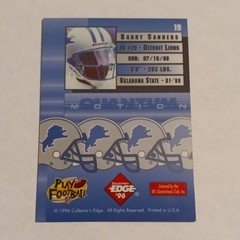 Collector&rsquo;s Edge 1996 Quantum Motion #19 Barry Sanders Detroit Lions NFL Insert