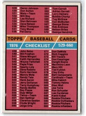 Topps 1976 Topps #643 Checklist: 529-660