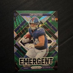 2025 Panini Prizm – Emergent Cam Skattebo #1 Green Wave Prizm (RC) Giants. Woo!