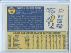 Rick Renick 1970 Topps Baseball Card #93-Minnesota Twins