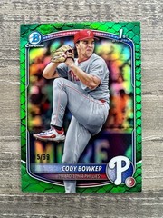 CODY BOWKER #/99 GREEN REPTILIAN 2025 BOWMAN DRAFT CHROME PROSPECT 1ST BDC-140