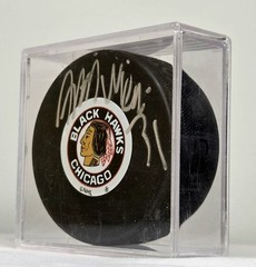 Chicago Blackhawks Signed Hockey Puck Unknown Autograph NHL Memorabilia Display