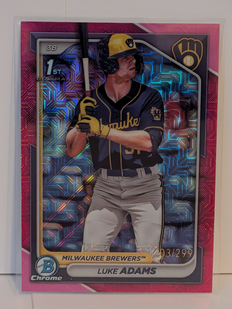 2024 Bowman #BCP-50 Luke Adams Chrome Prospects Mojo Fuchsia Refractors #/299