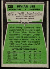 Bivian Lee, 1975 Topps, #47, New Orleans Saints,