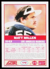 Matt Millen, 1989 Score, #173, Los Angeles Raiders