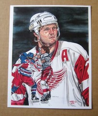 Red Wings Bob Probert 8×10 Litho + 1990-91 Upper Deck Commemorative sheet