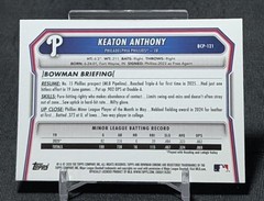 Keaton Anthony 1st Chrome Laser Refractor Rookie 2026 Bowman #BCP-121 Phillies