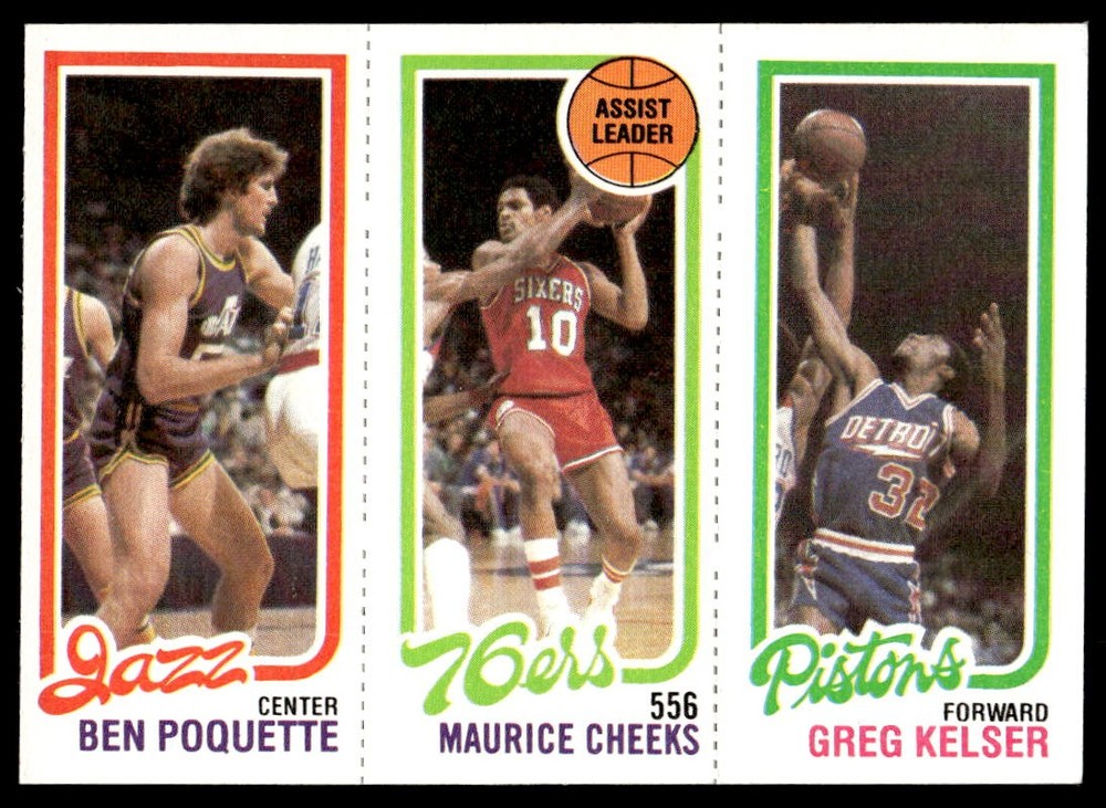 1980 Topps #87 / 176 / 241 Poquette / Cheeks / Kelser Jazz / 76ers / Pistons