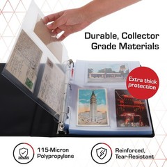 3-Pocket 4×6 Photo Sleeves for 3 Ring Binder | Archival Refill Pages | 50 Pack