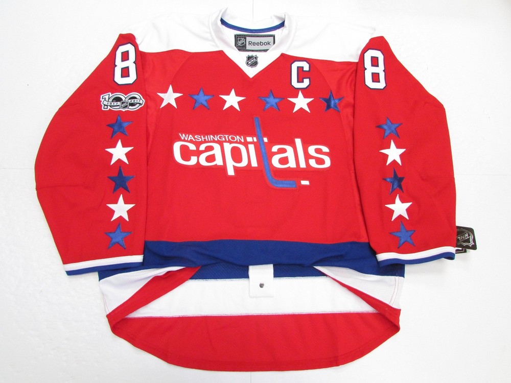 WASHINGTON CAPITALS THIRD ANY NAME/NUMBER 100 ANNIVERSARY REEBOK EDGE 2.0 JERSEY