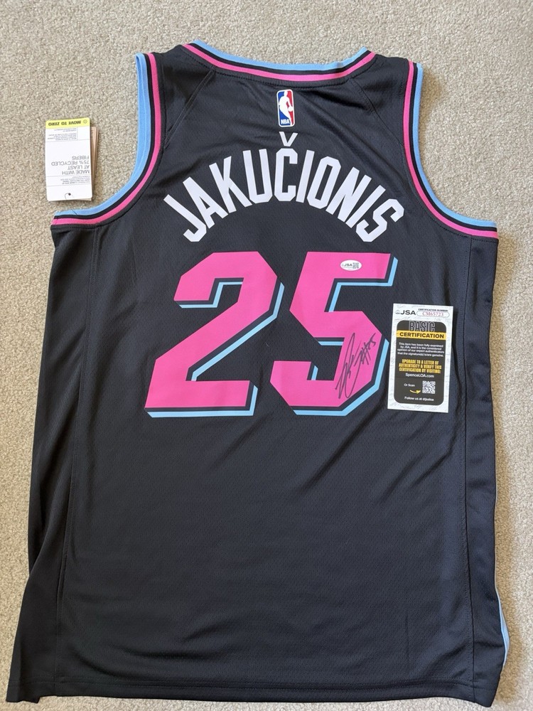 Kasparas Jakucionis Signed Autographed Miami Heat Jersey JSA COA Large