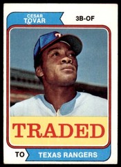 1974 Topps Traded Cesar Tovar . Texas Rangers #538T