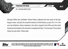 Tristan Peters RC Hits Cycle 2026 MLB Topps NOW Card 441 Presale