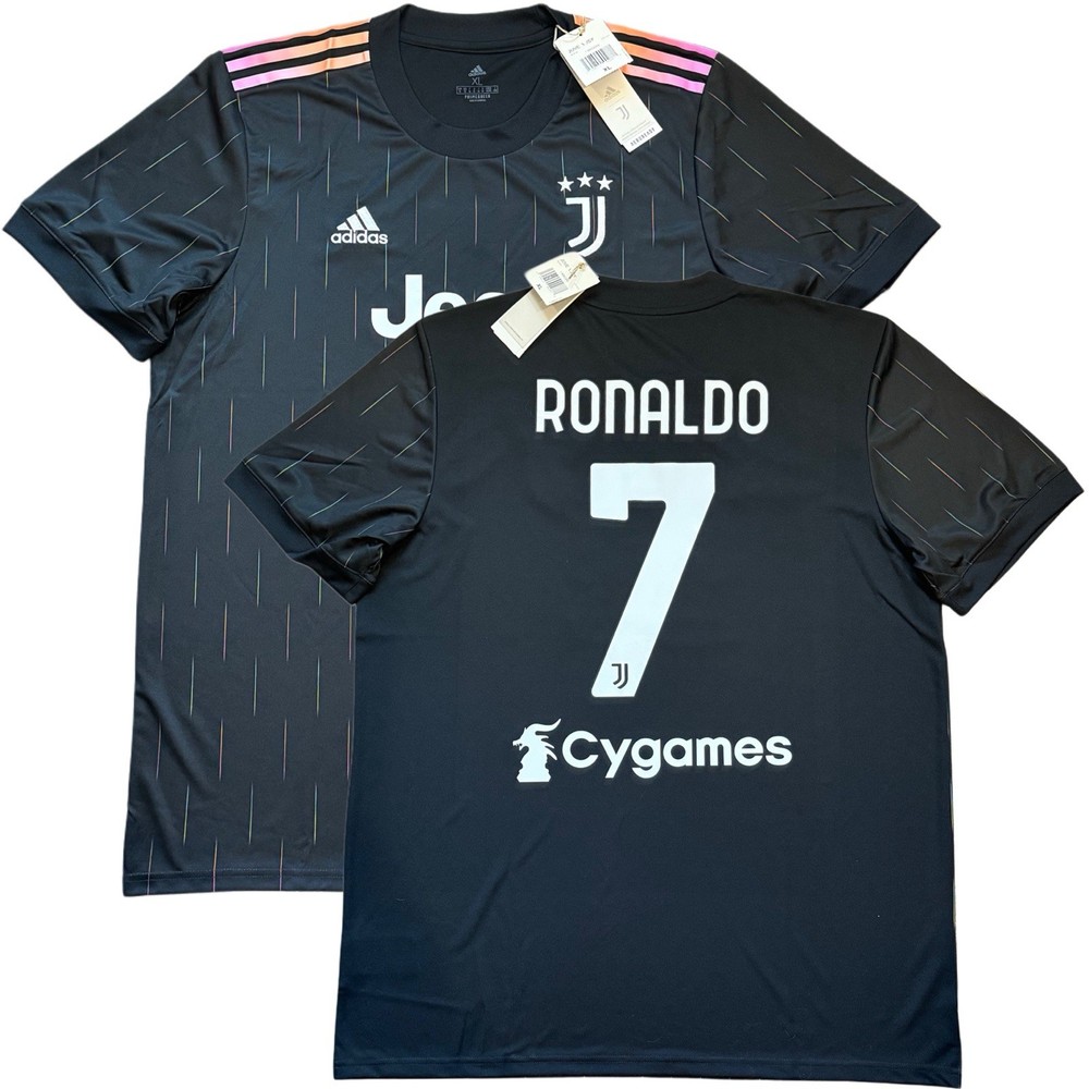 2021/22 Juventus Away Jersey #7 Ronaldo XL adidas Soccer Cygames CR7 Black Kit