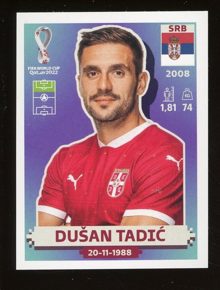2022 Fifa World Cup Panini Sticker Qatar DUSAN TADIC Serbia SRB19