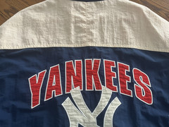 Vtg 90&rsquo;s NY Yankees Jacket Genuine Merchandise by Mirage Red/White/Blue Zip Sz L