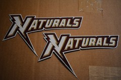 Set of (2) Northwest Arkansas Naturals Baseball Iron-on Patches 6 1/2 » x 4 »