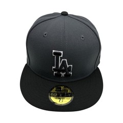 Los Angeles Dodgers New Era 59FIFTY Fitted Hat Cap size-7 1/4 Dark Gray black