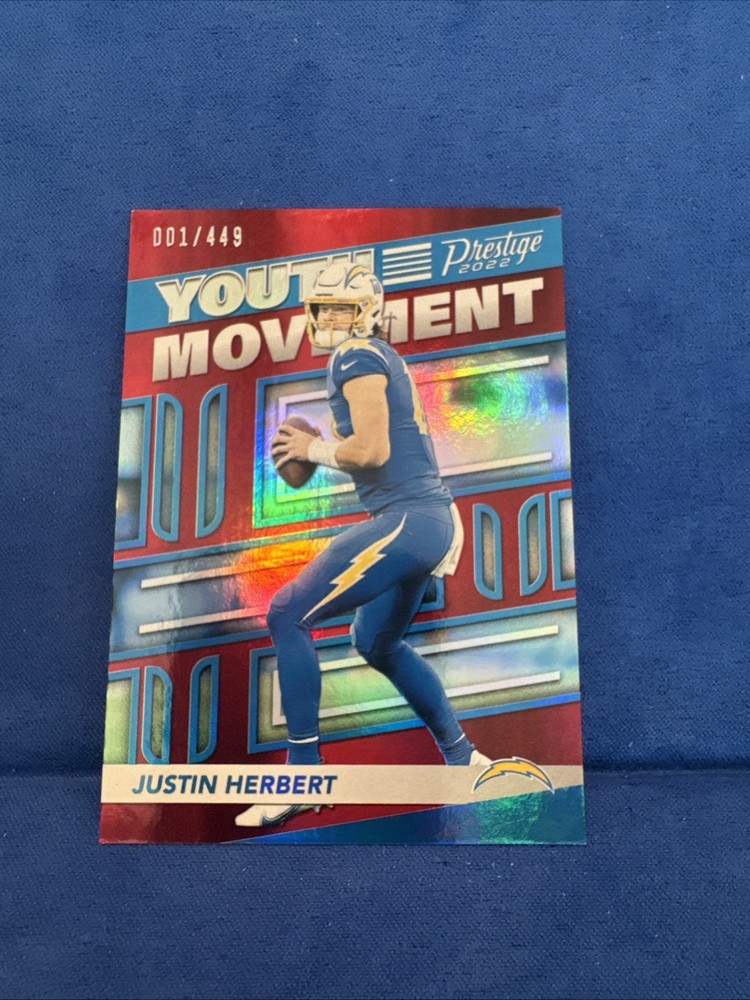 2022 Prestige Justin Herbert Youth Movement Red 1/449 First Print! SP Chargers