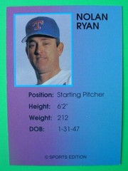 NOLAN RYAN 1990 1991 Broder Sports Data Bank Test Oddball Card Lot of 7 Cards NM