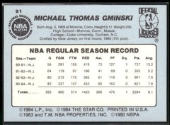 Mike Gminski 1984-85 Star #91 New Jersey Nets