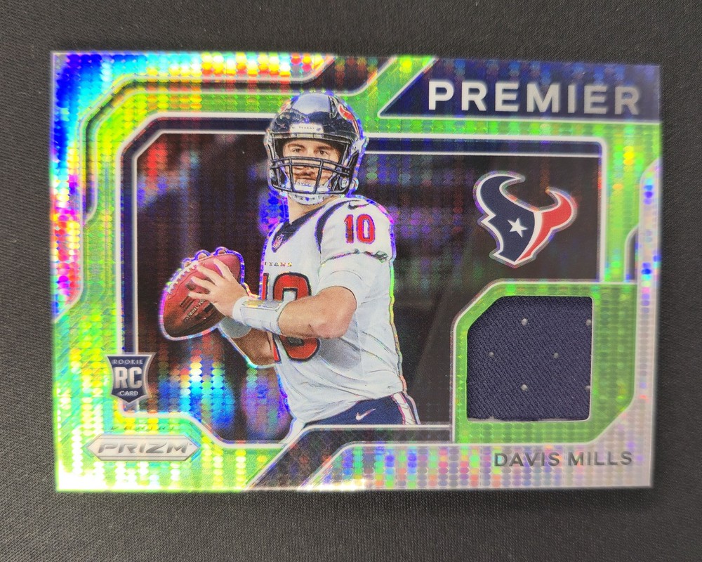 Davis Mills 2021 Panini Prizm #PJ-19 Premier Jerseys Neon Green Pulsar