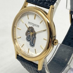 Wittnauer Oakland Univeristy Mens Watch 33mm Gold Tone Swiss Leather New Battery