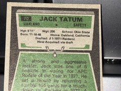 1975 Topps Football #70 Jack Tatum Oakland Raiders Passaic Indians