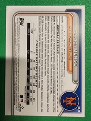 2024 Bowman PAPER CARSON BENGE 1ST ROOKIE #BD-28 NEW YORK METS MLB BASEBALL RC