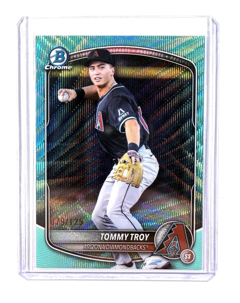 TOMMY TROY 2025 Bowman Draft Chrome AQUA WAVE REFRACTOR ~ Diamondbacks #&rsquo;d /125
