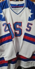 BUZZ SCHNEIDER 1980 GOLD MEDAL INSCRIBED Team USA Hit Parade Jersey Verified Sig