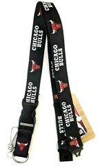 Chicago Bulls Lanyard Key Ring Keychain Clip ID Holder – Black