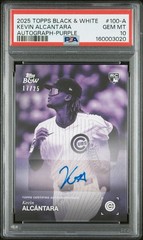 Topps Black & White 2025 Kevin Alcantara Purple Auto #100-A PSA 10 Cubs /25