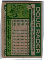 1977 -Doug Rader- Topps Autograph/Signed/Auto Baseball Card #9 Padres