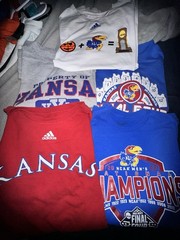 LOT of 5 KANSAS Jayhawks M&L Basketball Tees. Red, Blue, And White