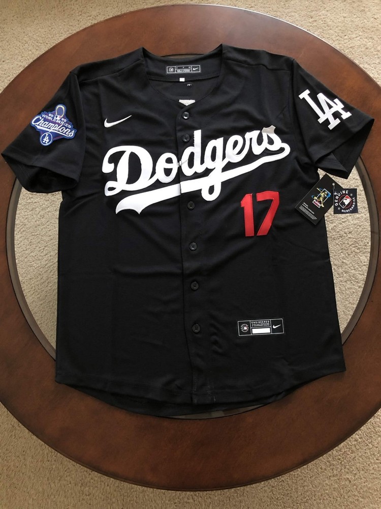 sNWT Shohei Ohtani Dodgers Men&rsquo;s Large Black Away Jersey Stitched #17