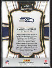 2025 Panini Select #149 Kam Chancellor Black and Orange Prizm Shock Seahawks (J)