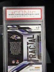 2025 Panini Prizm Lamar Jackson Fractal Green Prizm (Card #2) Iconic Graded 9