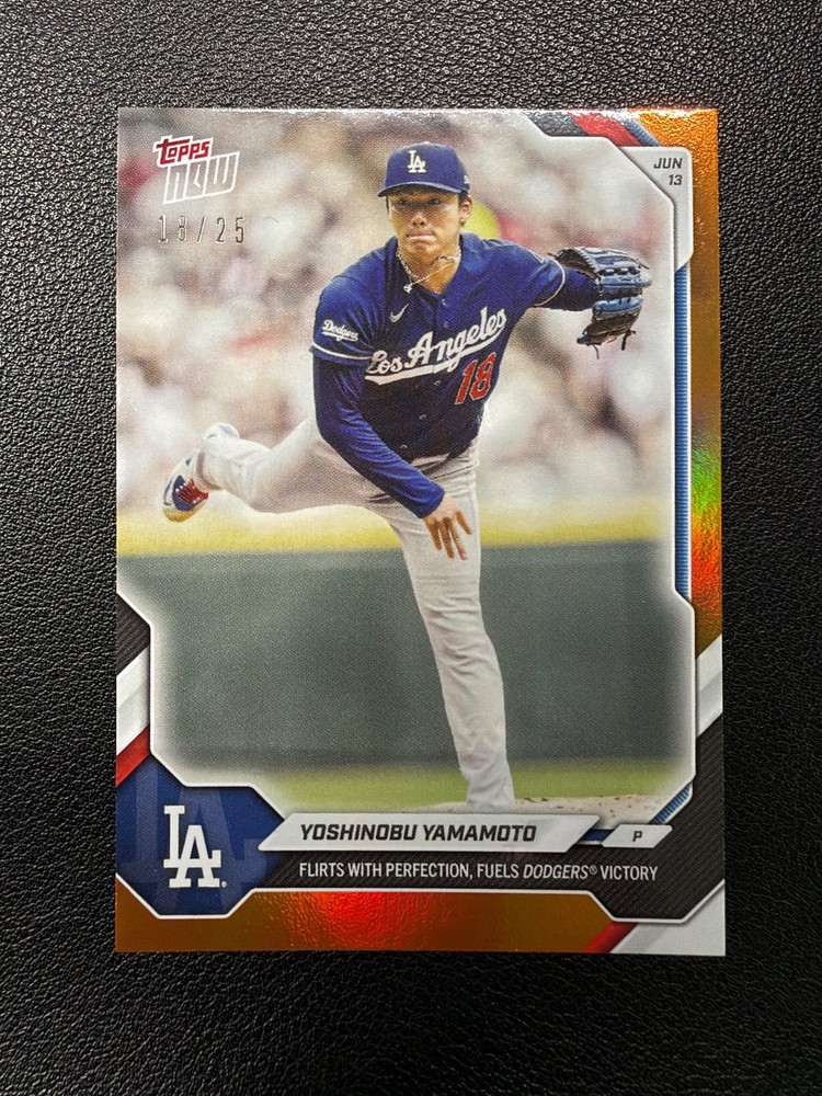 Yoshinobu Yamamoto 2026 Topps NOW Card 327 LA Dodgers Orange Foil #18/25