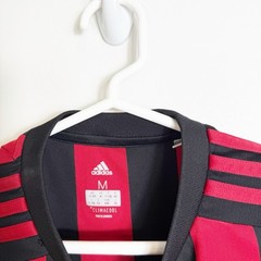 Adidas AC Milan 2017-2018 Home Soccer Jersey Black Red Striped Boys Medium 11-12