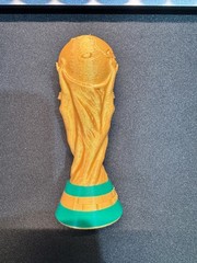 3D Printed FIFA World Cup Trophy Replica Gold PLA solid one piece 4in 10cm