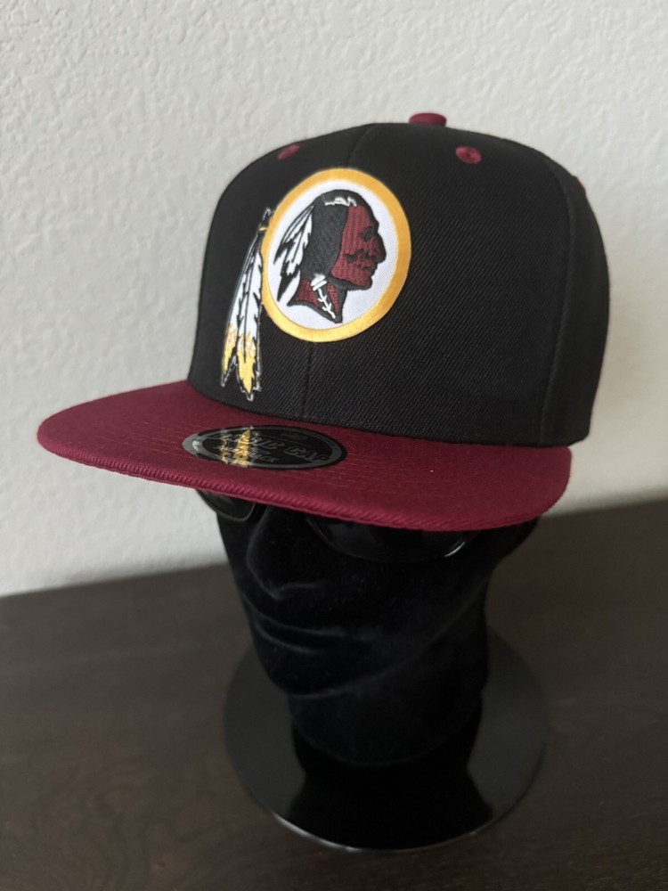 Retro Classic Throwback Washington Redskins Logo Black & Maroon Snapback Hat NEW