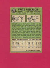 1967 Topps Yankees Fritz Peterson #495 Sixth Series Baseball Card, VG-EX.