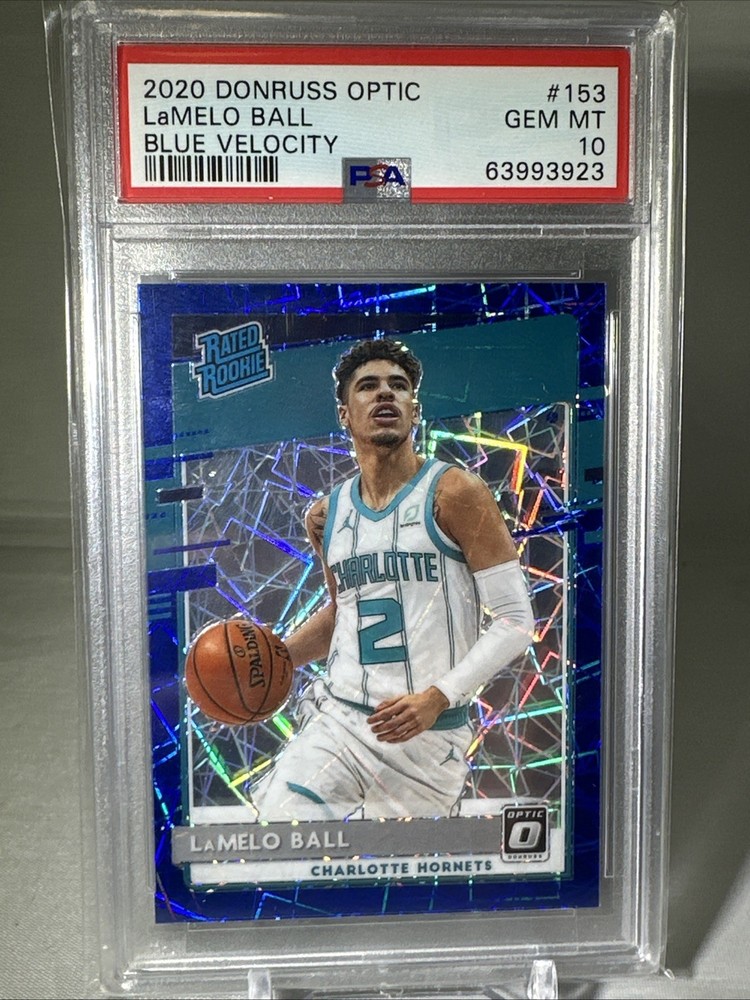 2020-21 Optic Lamelo Ball Rated Rookie Blue Velocity Prizm #153 RC PSA 10 Gem Mt