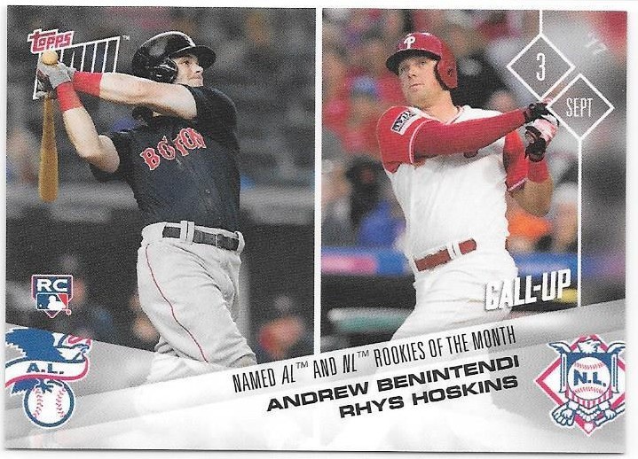ANDREW BENINTENDI RC / RHYS HOSKINS XRC 2017 TOPPS NOW #552