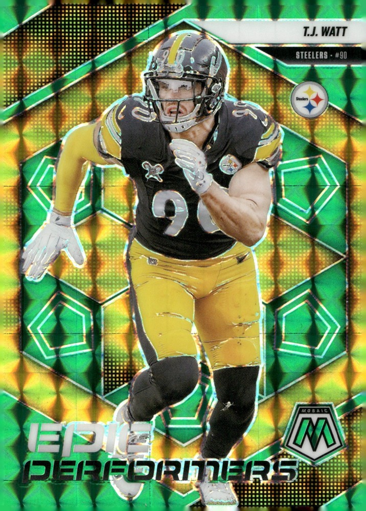 2025 Panini Mosaic #12 T.J. Watt Epic Performers Mosaic Green