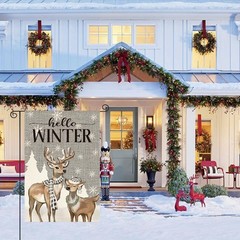 AVOIN colorlife Hello Winter Reindeer Garden Size-12 x 18", Multi