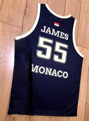 Retro James #55 Team Monaco Basketball Jersey Custom Name Black
