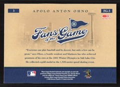 2004 Donruss World Series Apolo Anton Ohno Fans of the Game #FG-3 Card
